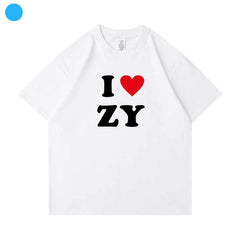 I Heart ZY Printed Short-sleeved T-shirt