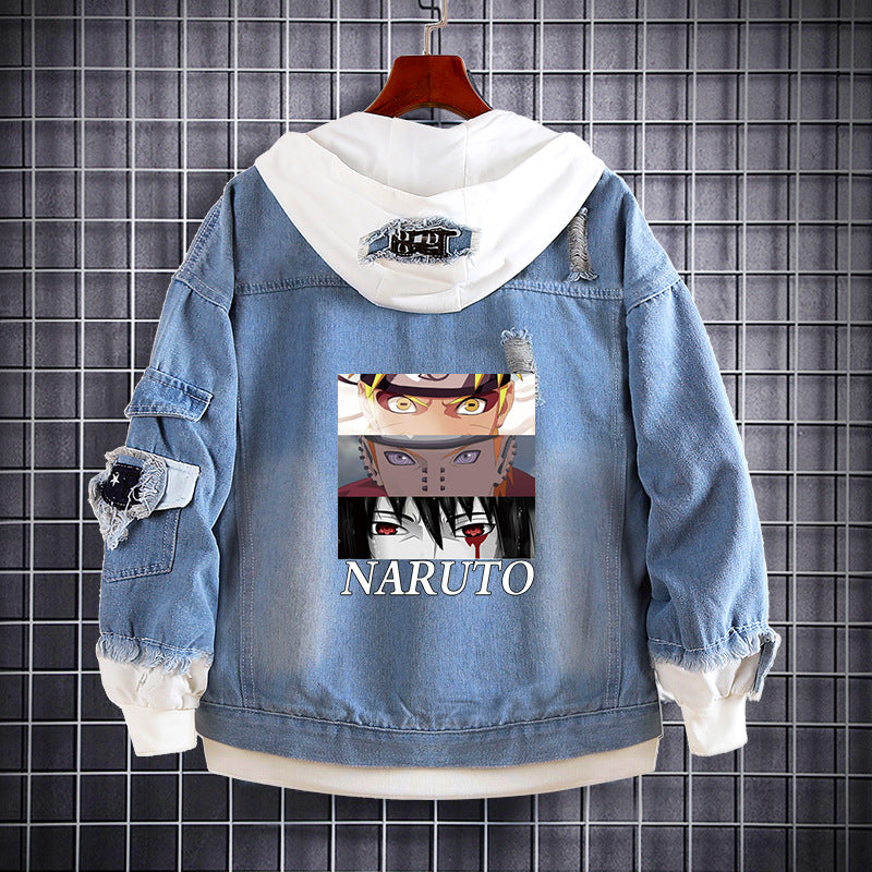 Trendy Kakashi Anime Denim Hooded Jacket