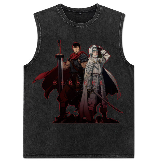 Trendy Men's Anime Print Washed Vest