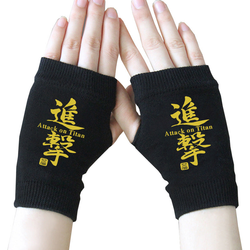Trendy Anime Half Finger Gloves