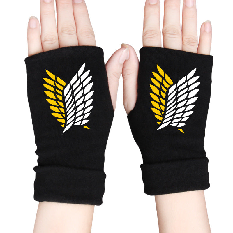 Trendy Anime Half Finger Gloves