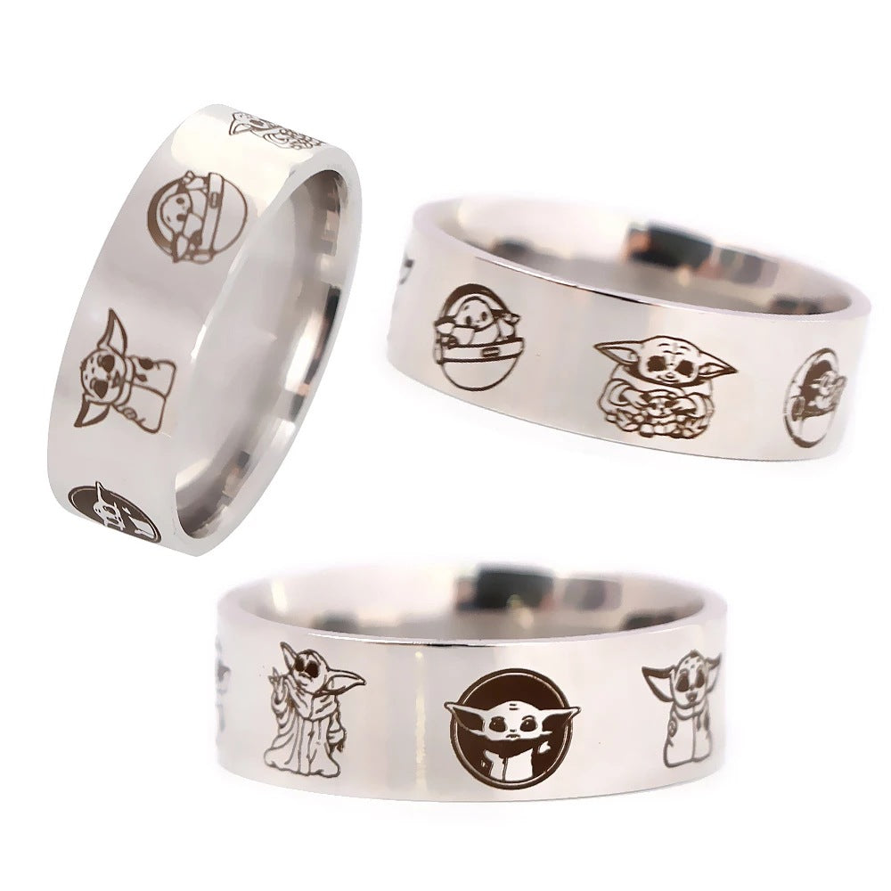 Chic Comic Stainless Steel Laser Ring