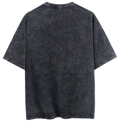 Vintage Retro Anime Printed Washed T-shirt