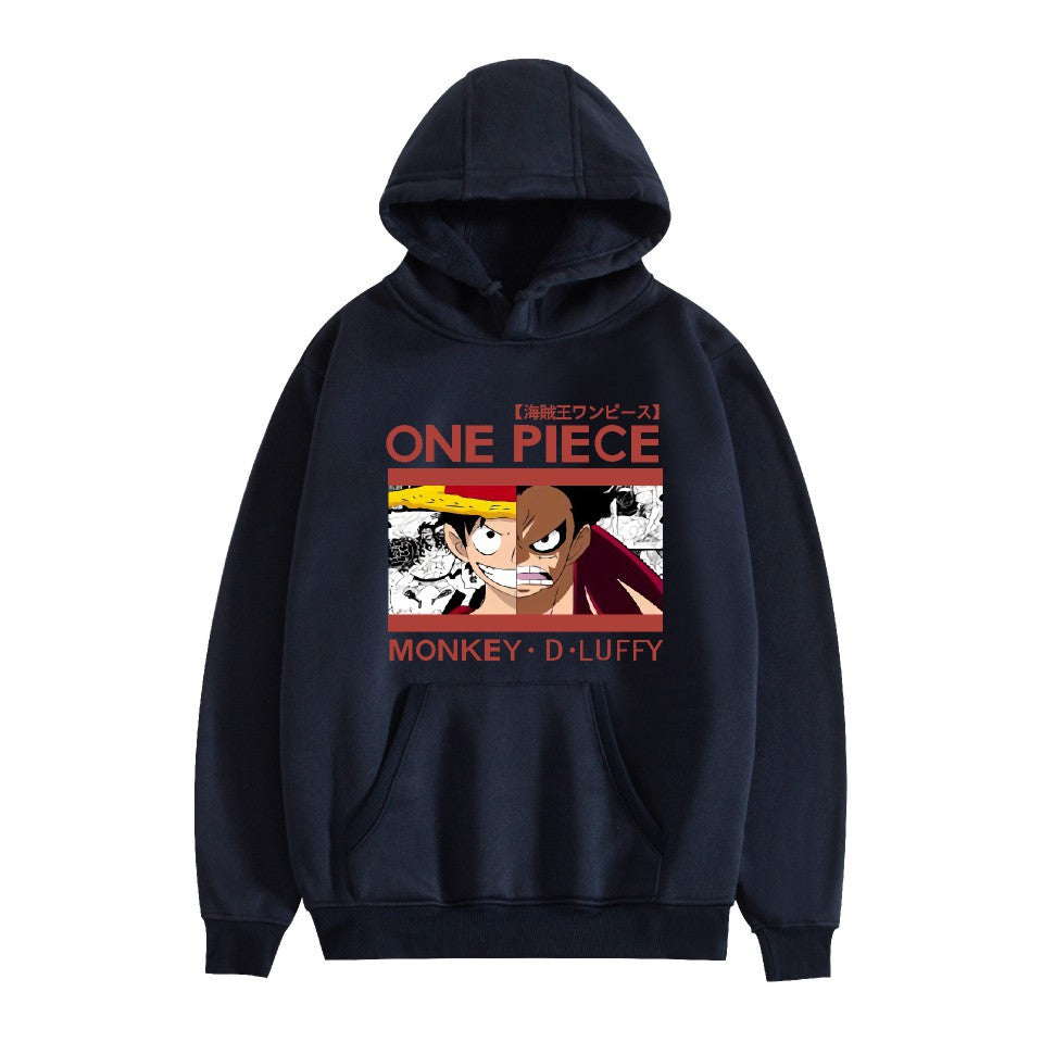 Unisex Luffy Anime Print Loose Hoodie