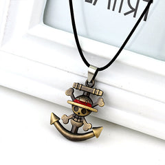 Cool Straw Hat Rudder Anchor Logo Necklace