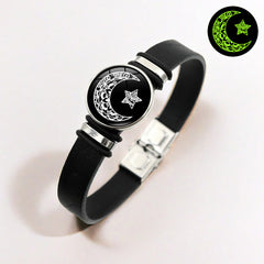 Sun and Moon Couple Leather Luminous Bracelet