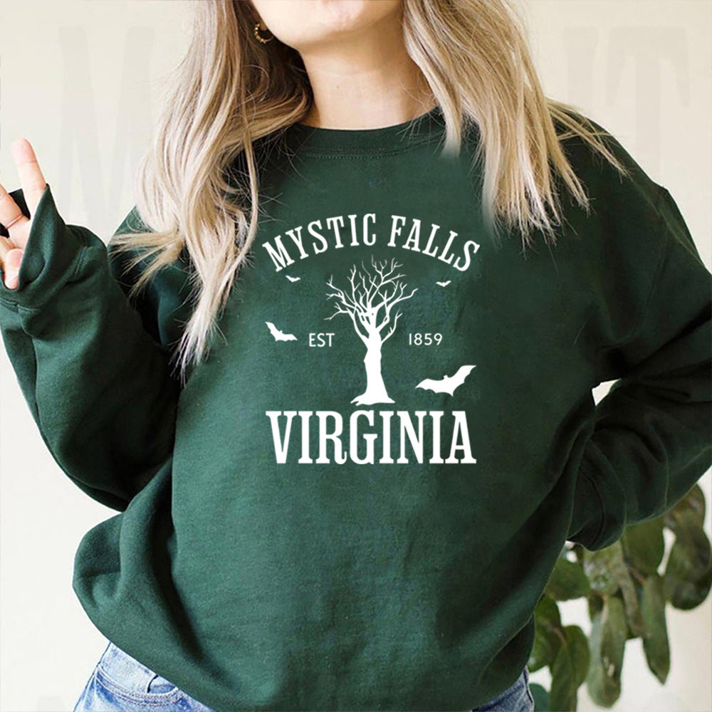 Mystic Falls Virginia Letter Print Sweatshirt