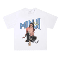 Minji Portrait Cotton Short-sleeved T-shirt
