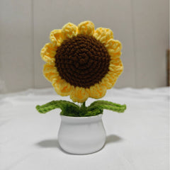 Smiley Sunflower Crochet Ornament