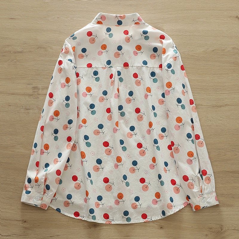 Women's Resort Style Floral Printed Lapel Shirt