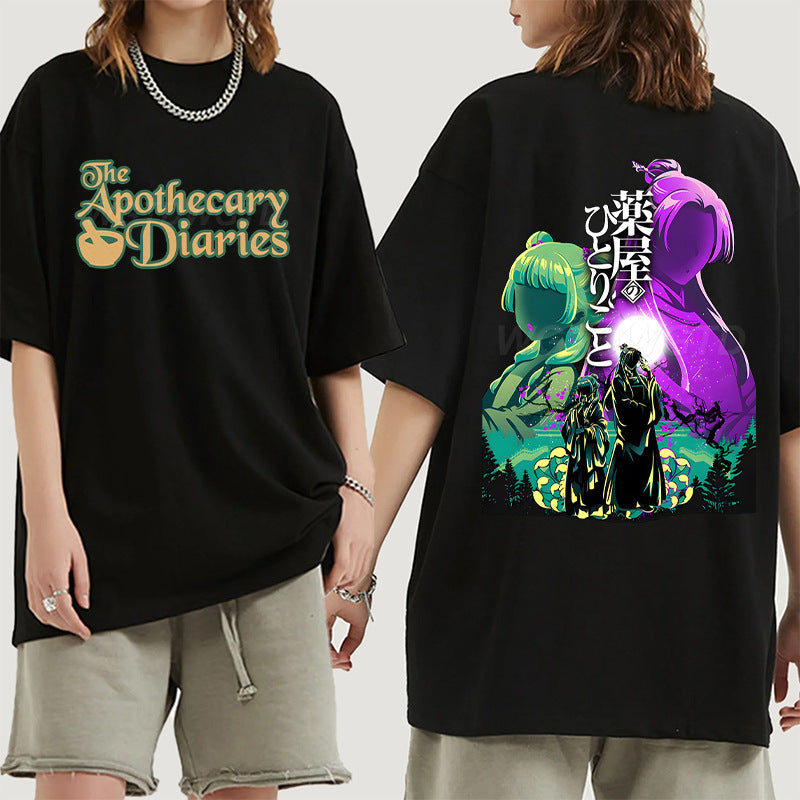 Girl's Anime Round Neck Loose T-shirt