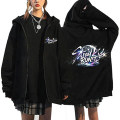 SKZ World Tour Run It Print Zip-up Unisex Hoodie