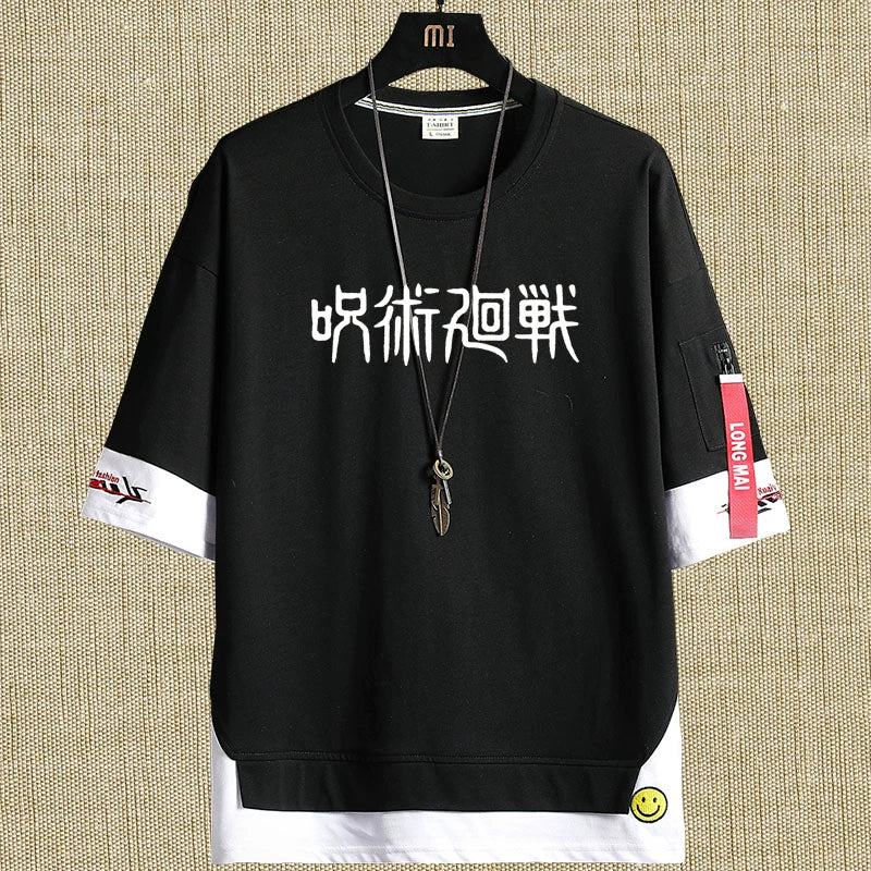 Casual Anime Logo Cotton Loose T-shirt