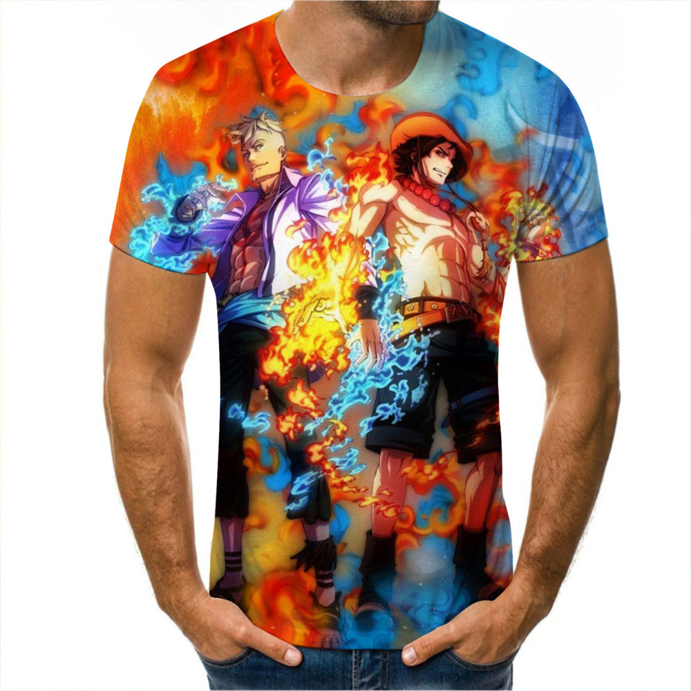 Men's Anime Digital Print Short Sleeve T-Shirt