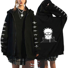 Unisex Anime Printed Zipper Casual Hoodie