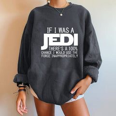 Women's Trendy Jedi Letter Print Round Neck Sweatshirt