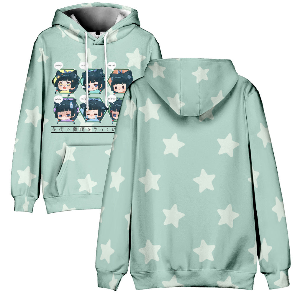 Girl's Anime 3d Printed Drawstring Hoodie