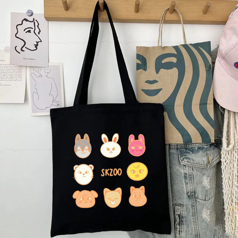 Cute Kpop Printed Canvas Shoulder Bag