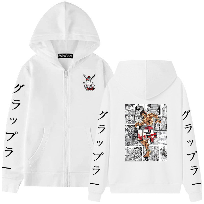 Unisex Casual Baki Anime Zip Up Hoodie