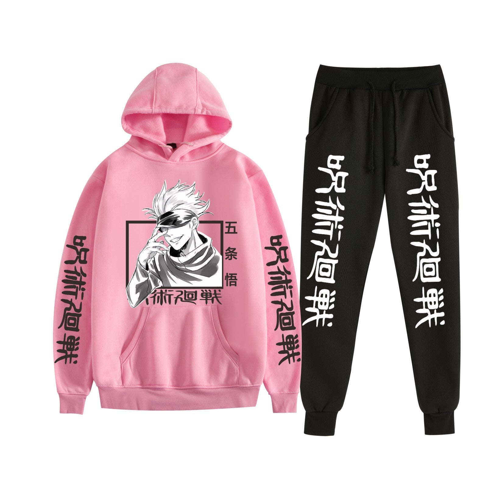 Unisex Anime Gojo Printed Hoodie Trousers Set