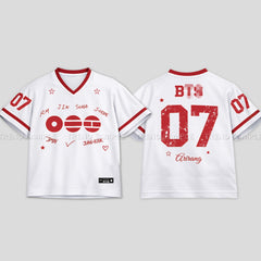 BANGTAN ARMY Short-sleeved V-neck Jersey T-shirt