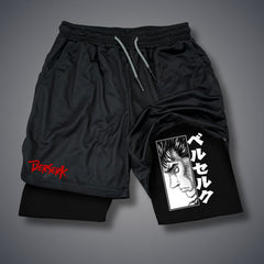 Casual Men's Anime Double-layer Fitness Shorts