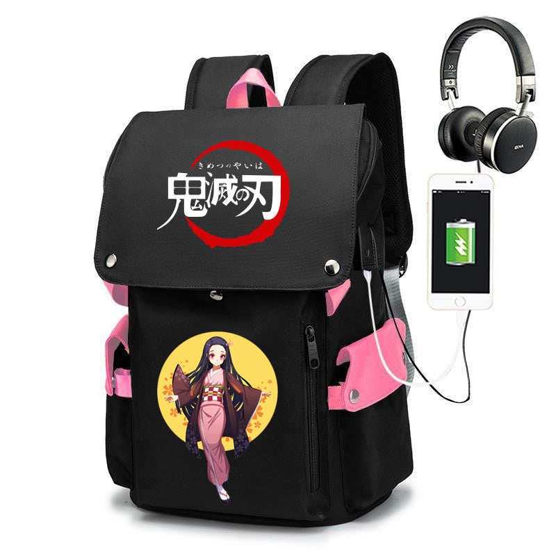 Casual Anime Tanjiro Printed Black Backpack