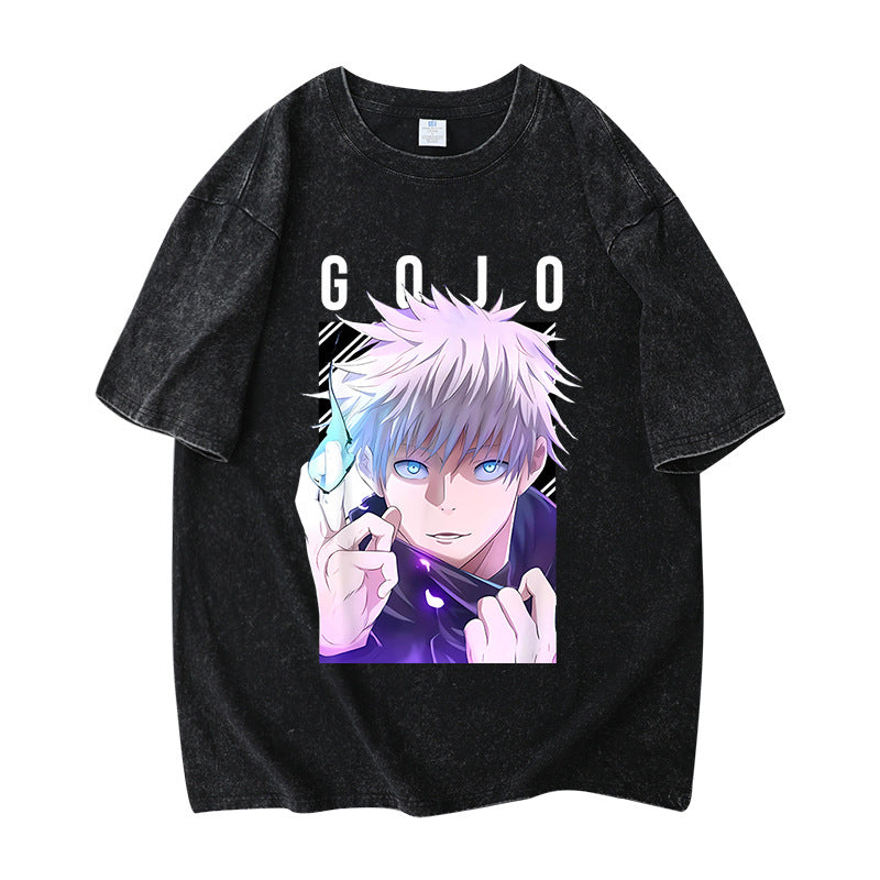 Vintage Washed Trendy Anime Short-sleeved T-shirt