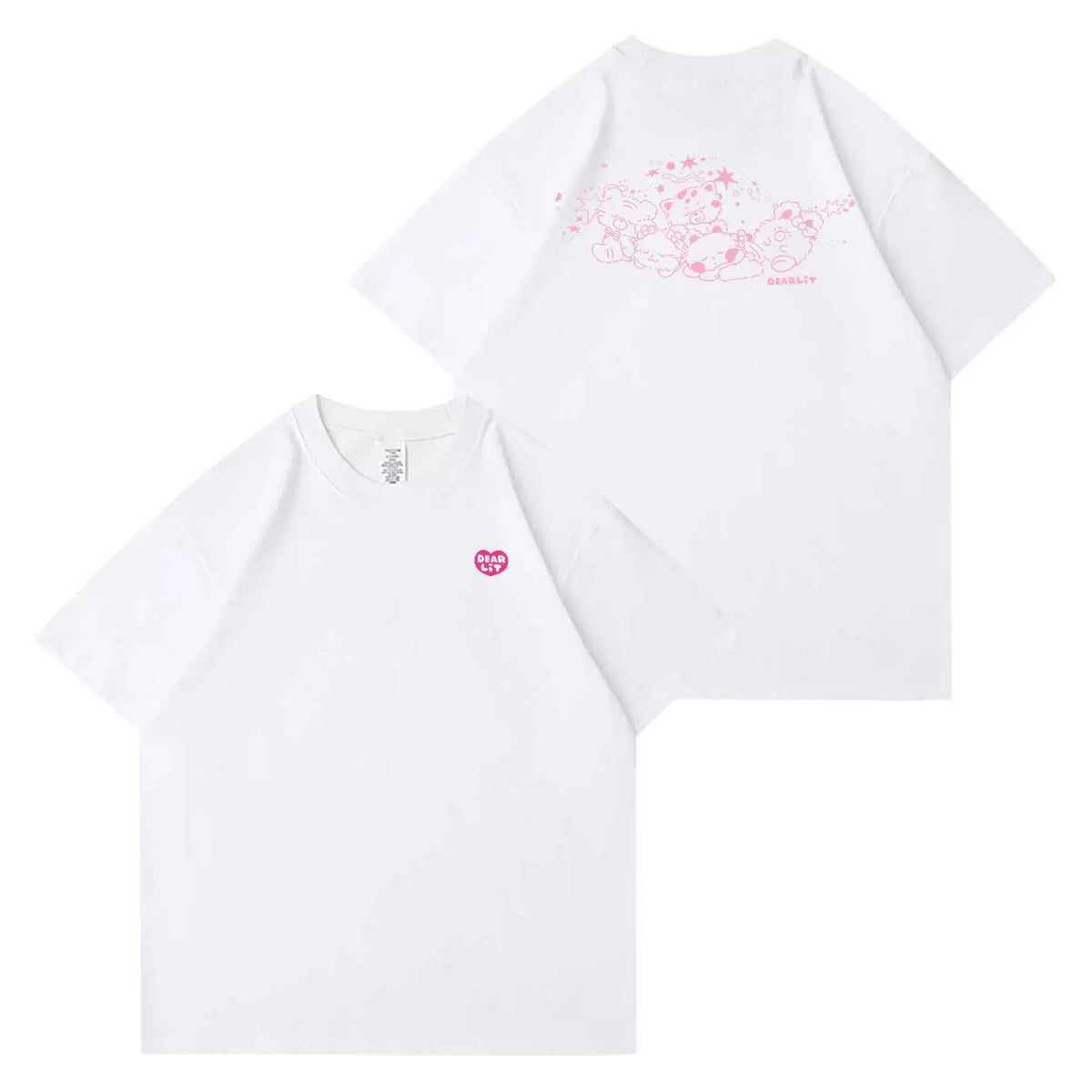 DEARLIT Cartoon Print Short-sleeved T-shirt