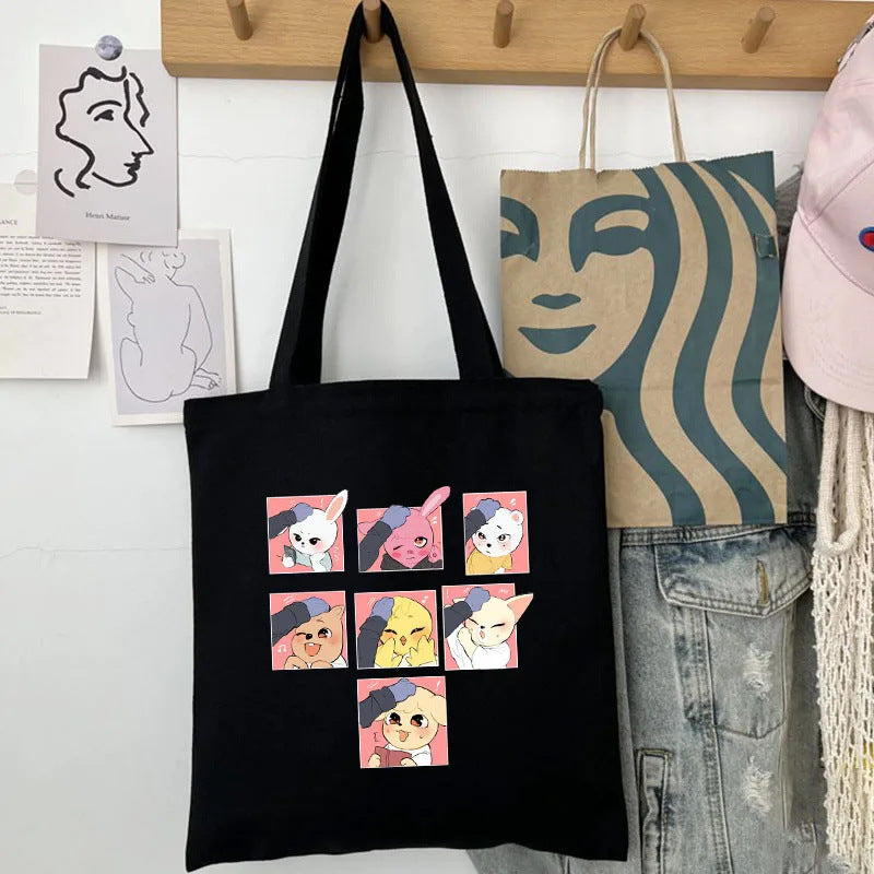 Cute Kpop Printed Canvas Shoulder Bag