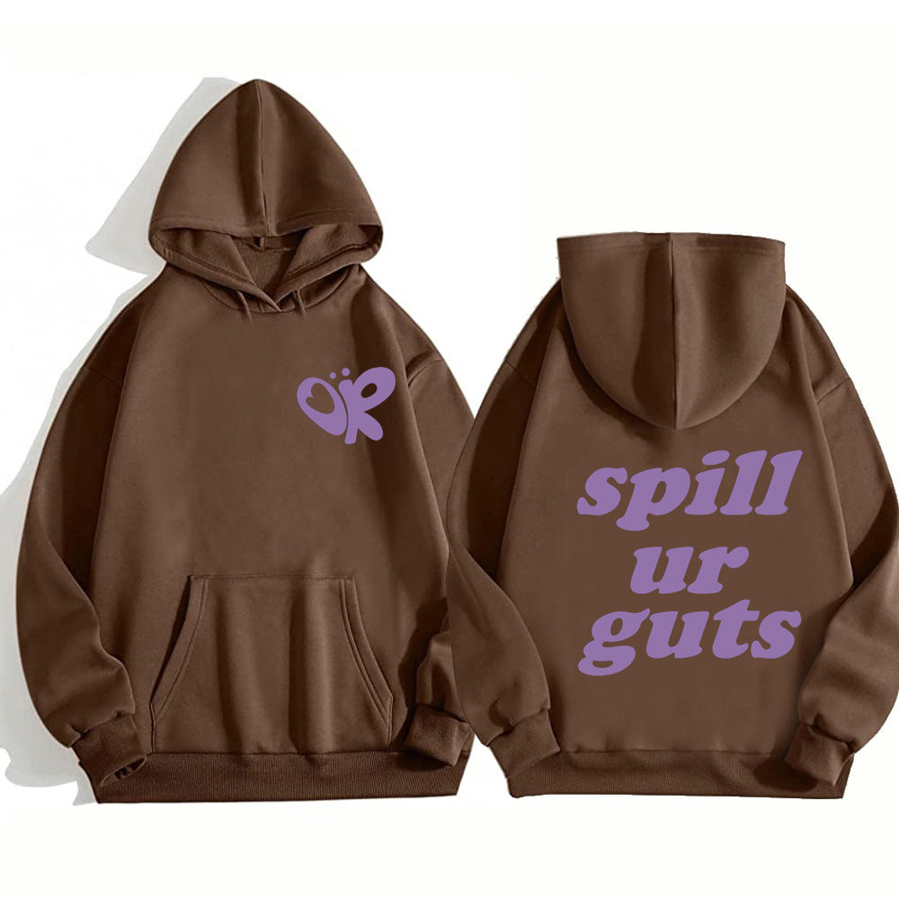 Casual Spill Ur Guts Olivia Printed Hoodie