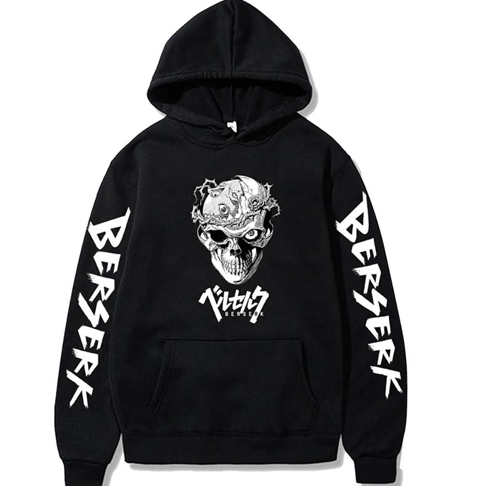 Retro Anime Printed Pullover Hoodie