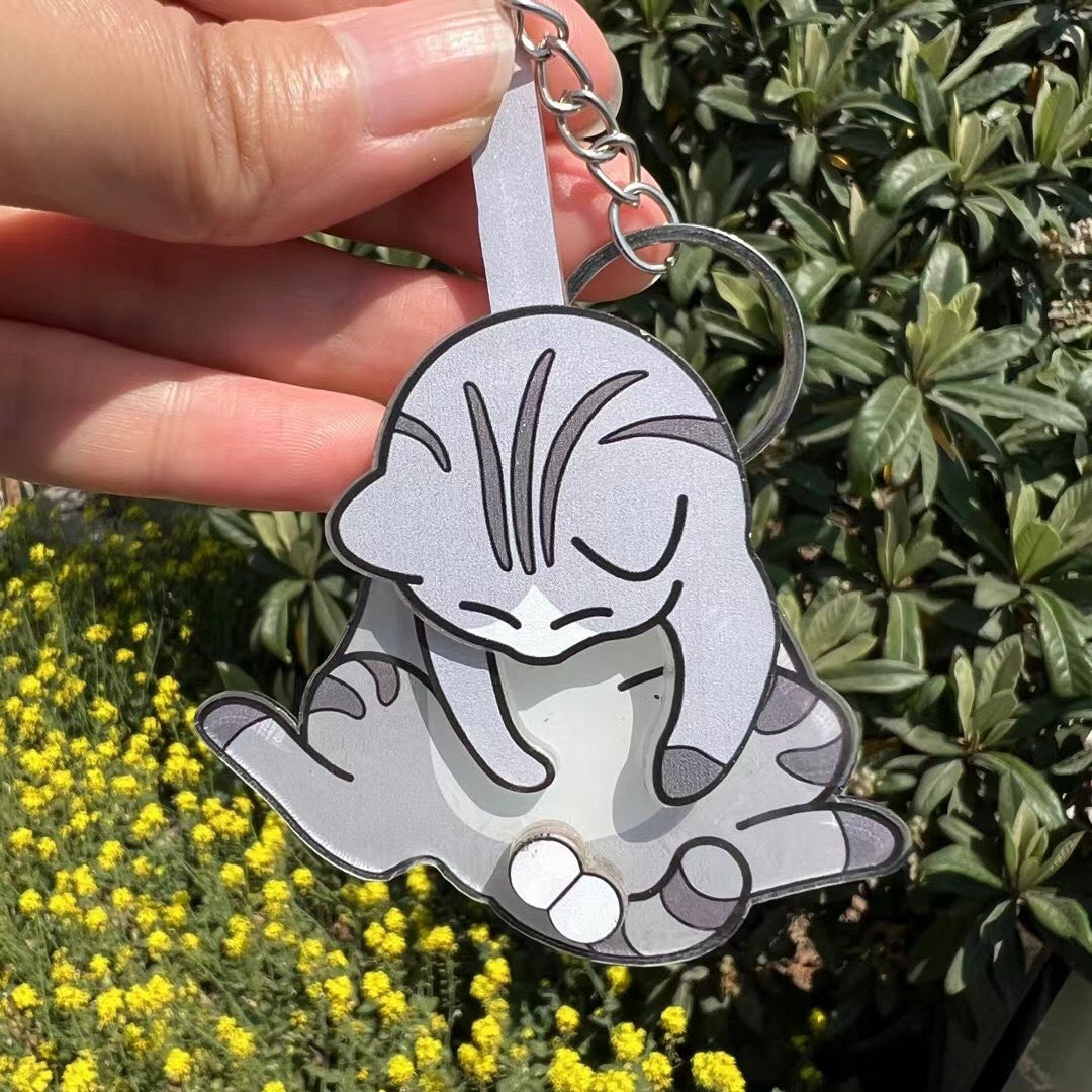 Funny Cat Spinning Balls Keychain