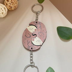 Creative Wooden Otter Couple Key Ring