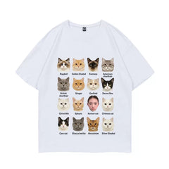 Haerin Same Kitten Print Short-sleeved T-shirt