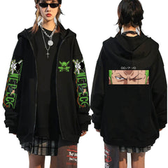 Men's and Women's Zoro Print Zipper Hoodie