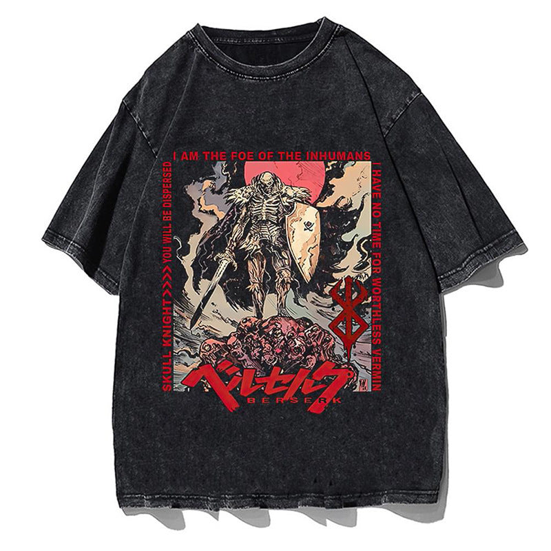 Trendy Anime Washed Loose Short-sleeved T-shirt