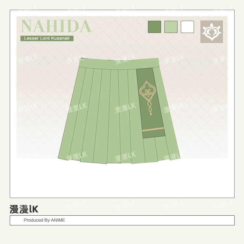 Casual Game Nahida Cosplay Coat Skirt Set