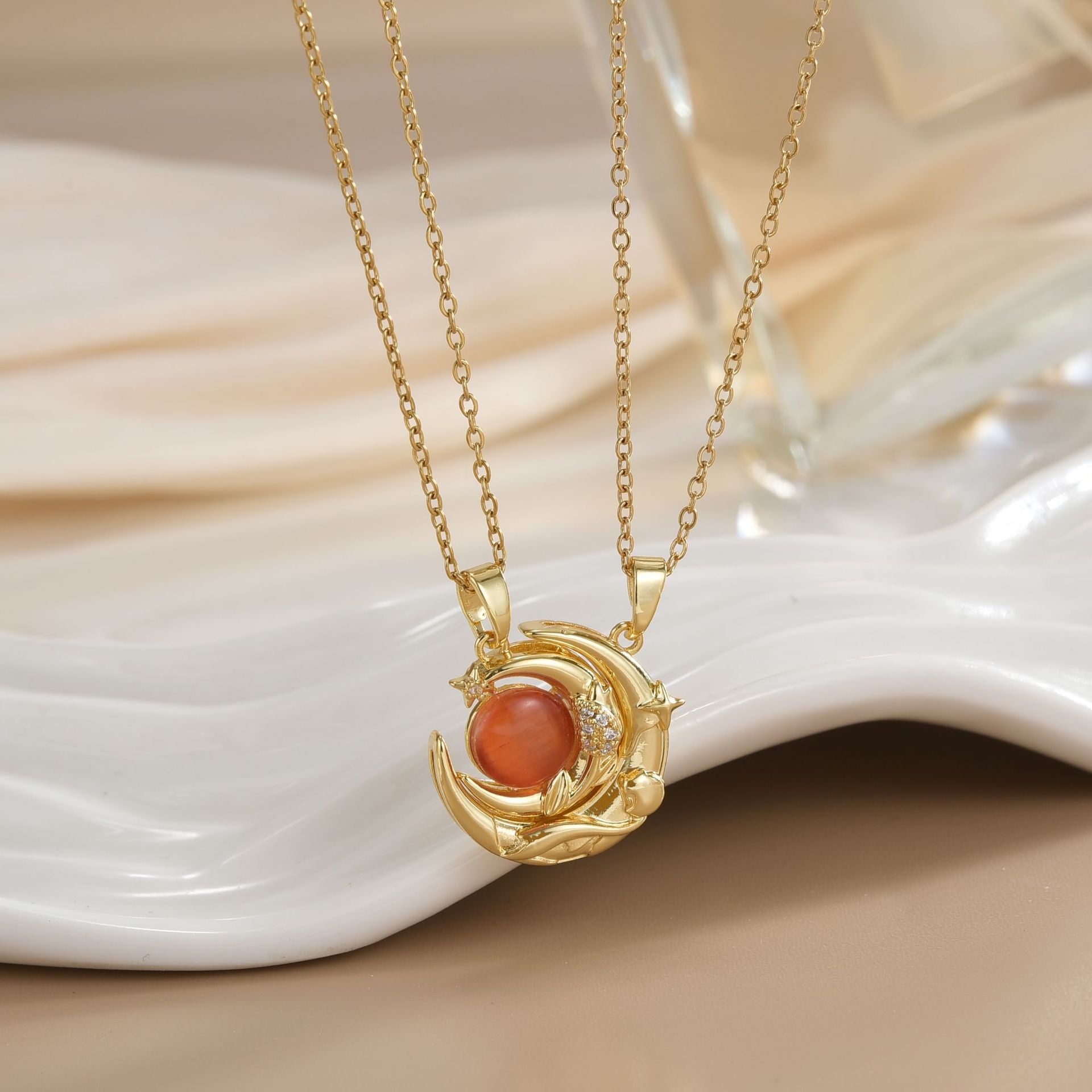 Versatile Magnetic Sun Moon Couple Necklace