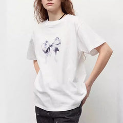 Cute Kpop Bowknot Short Sleeve Tee