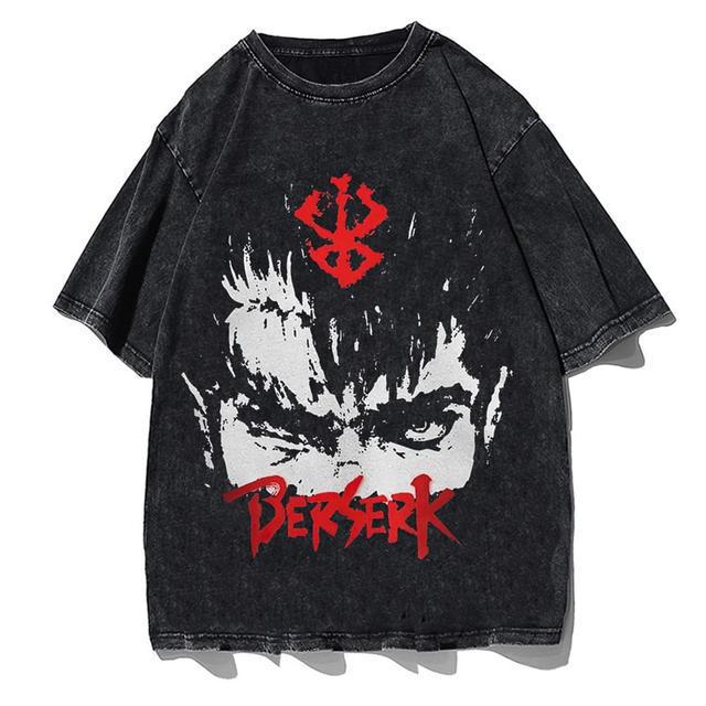 Trendy Anime Washed Loose Short-sleeved T-shirt