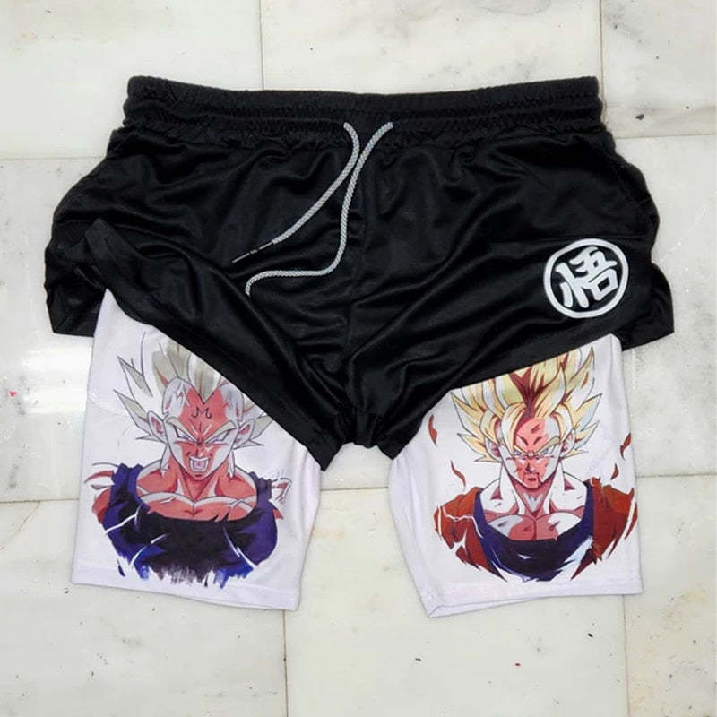 Casual Anime Double-layer Fitness Sports Shorts