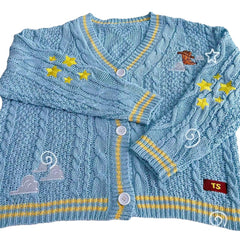TS Star Embroidery V-neck Cardigan Sweater