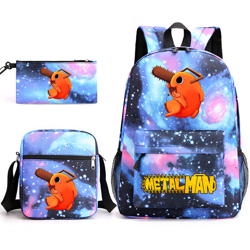 Pochita School Bag Three-piece Backpack