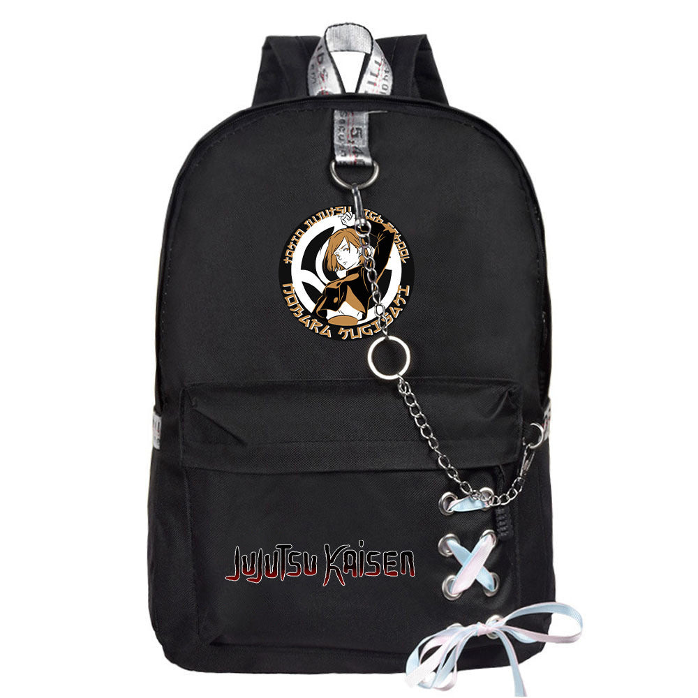 Casual Anime Lace-Up Chain Canvas Backpack