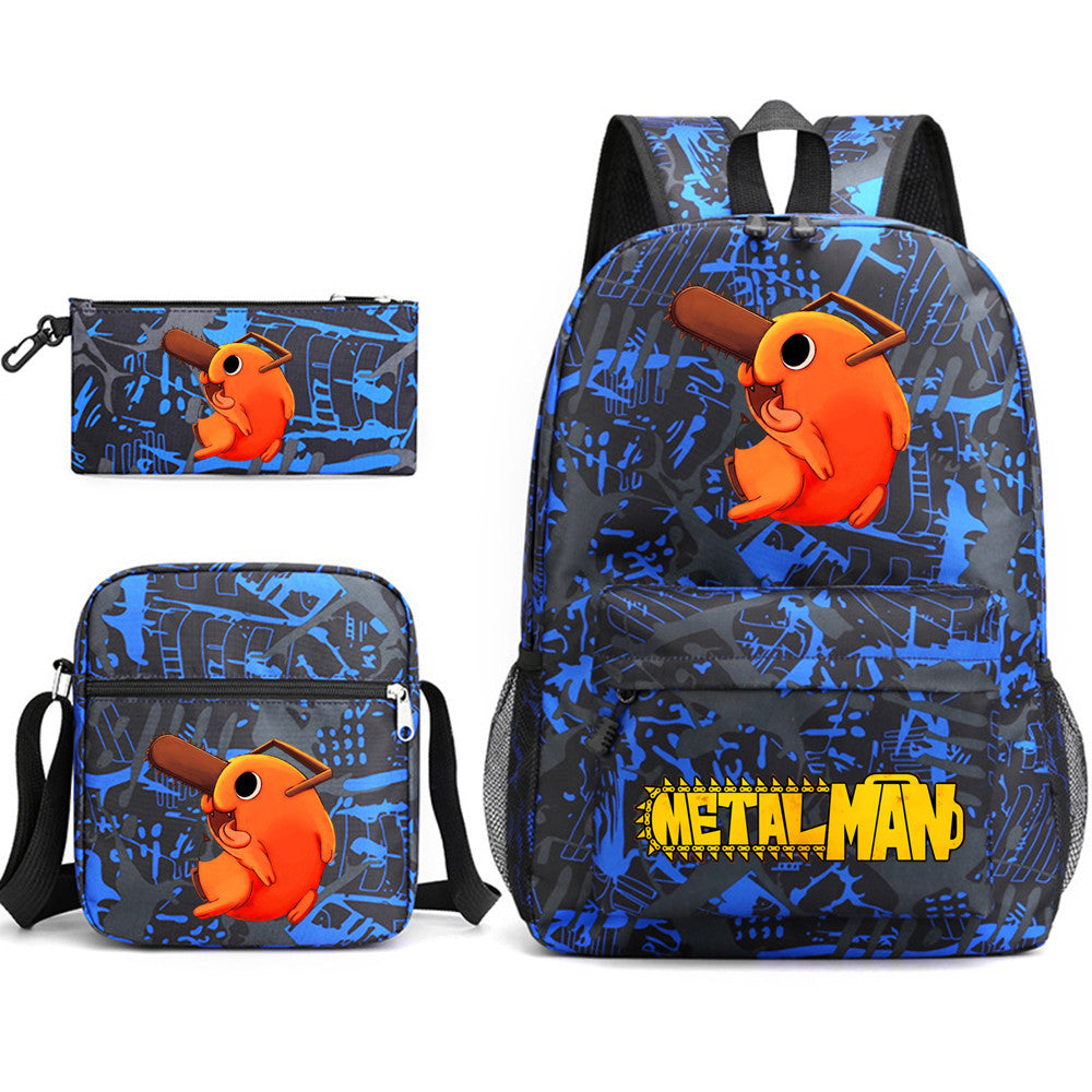 Pochita School Bag Three-piece Backpack