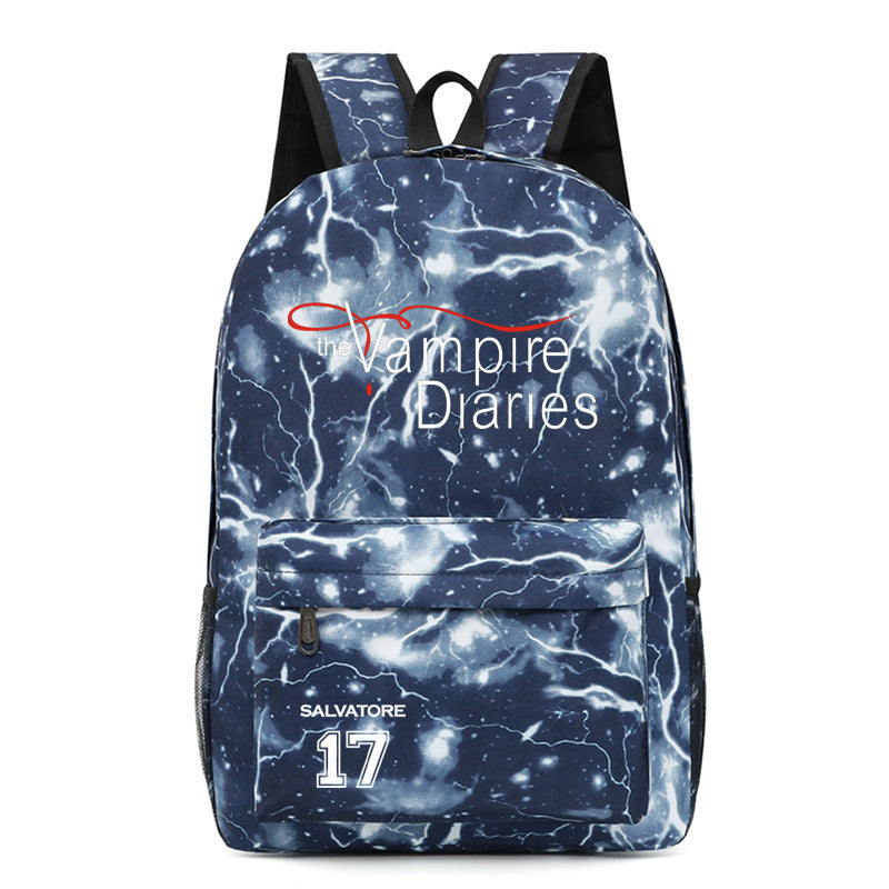 Casual TVD Pattern Print School Backpack