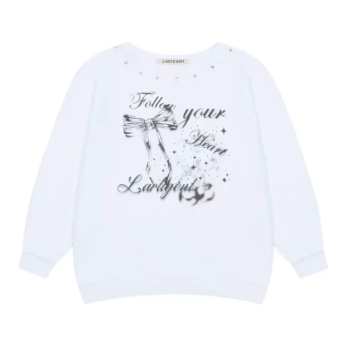 JUUN Same Printed Asymmetric Off-shoulder Sweatshirt