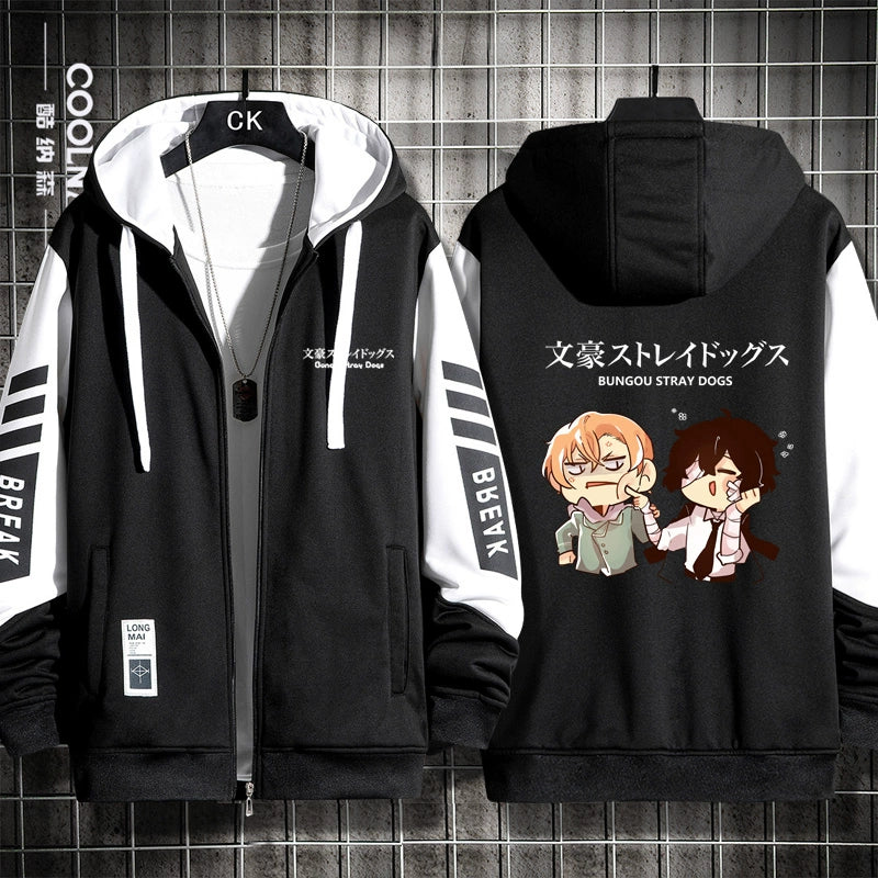 Unisex Anime Dazai Cardigan Zipper Hoodie