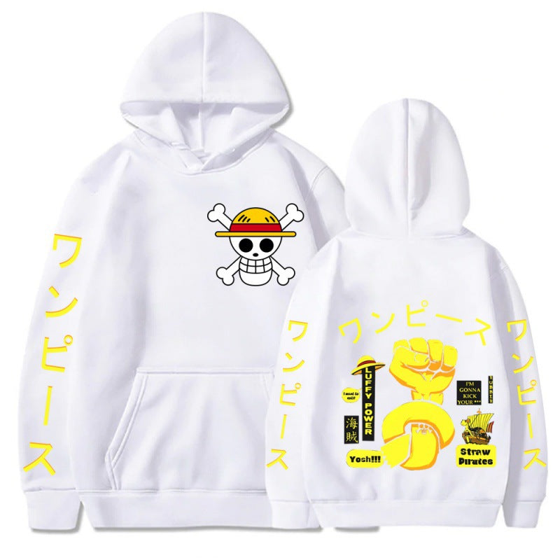 Unisex Luffy Fist Print Casual Hoodie